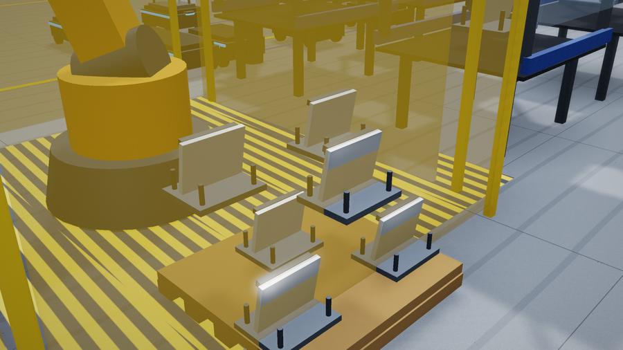 The pallet stack in the palletizing cell